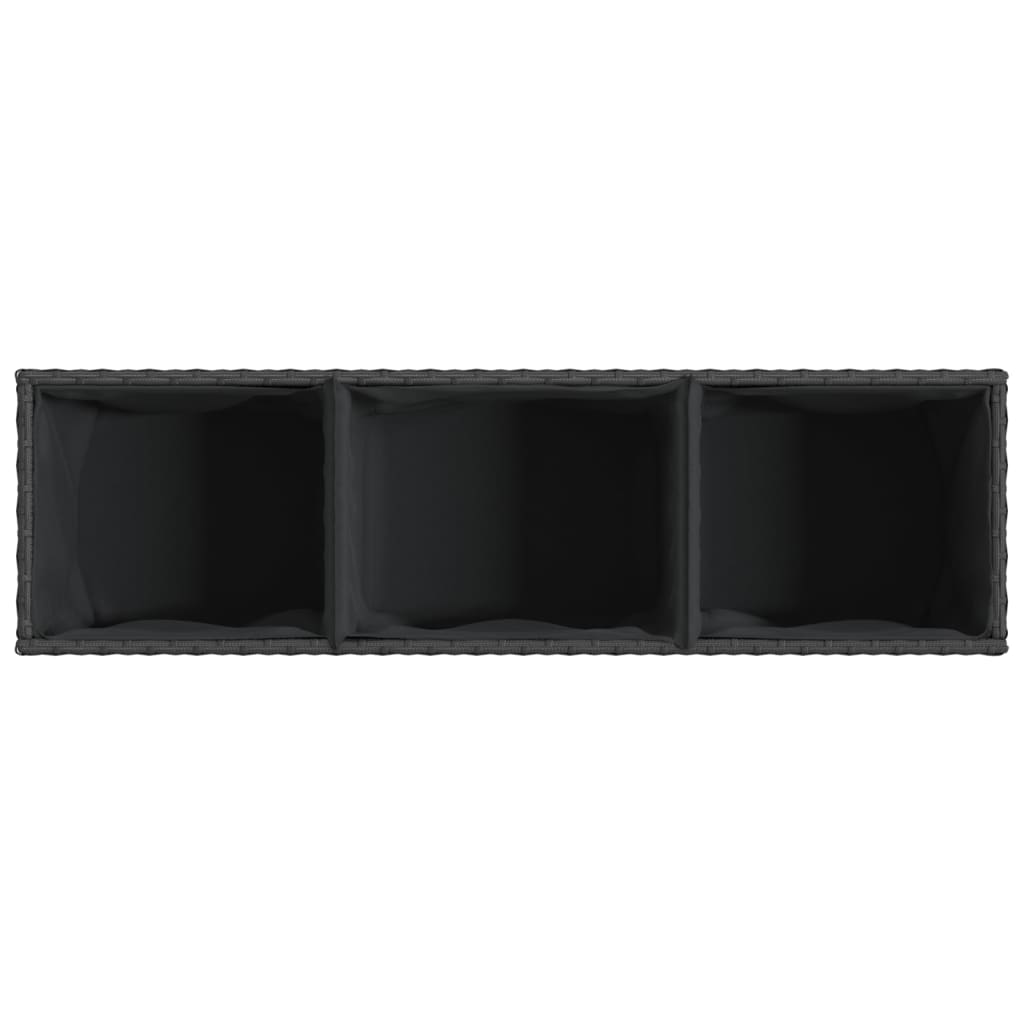 vidaXL Jardinière sur roulettes et 3 compartiments Noir 107x32x38cm Résine tressée