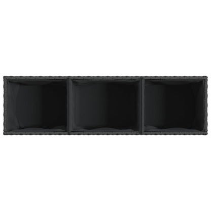 vidaXL Jardinière sur roulettes et 3 compartiments Noir 107x32x38cm Résine tressée