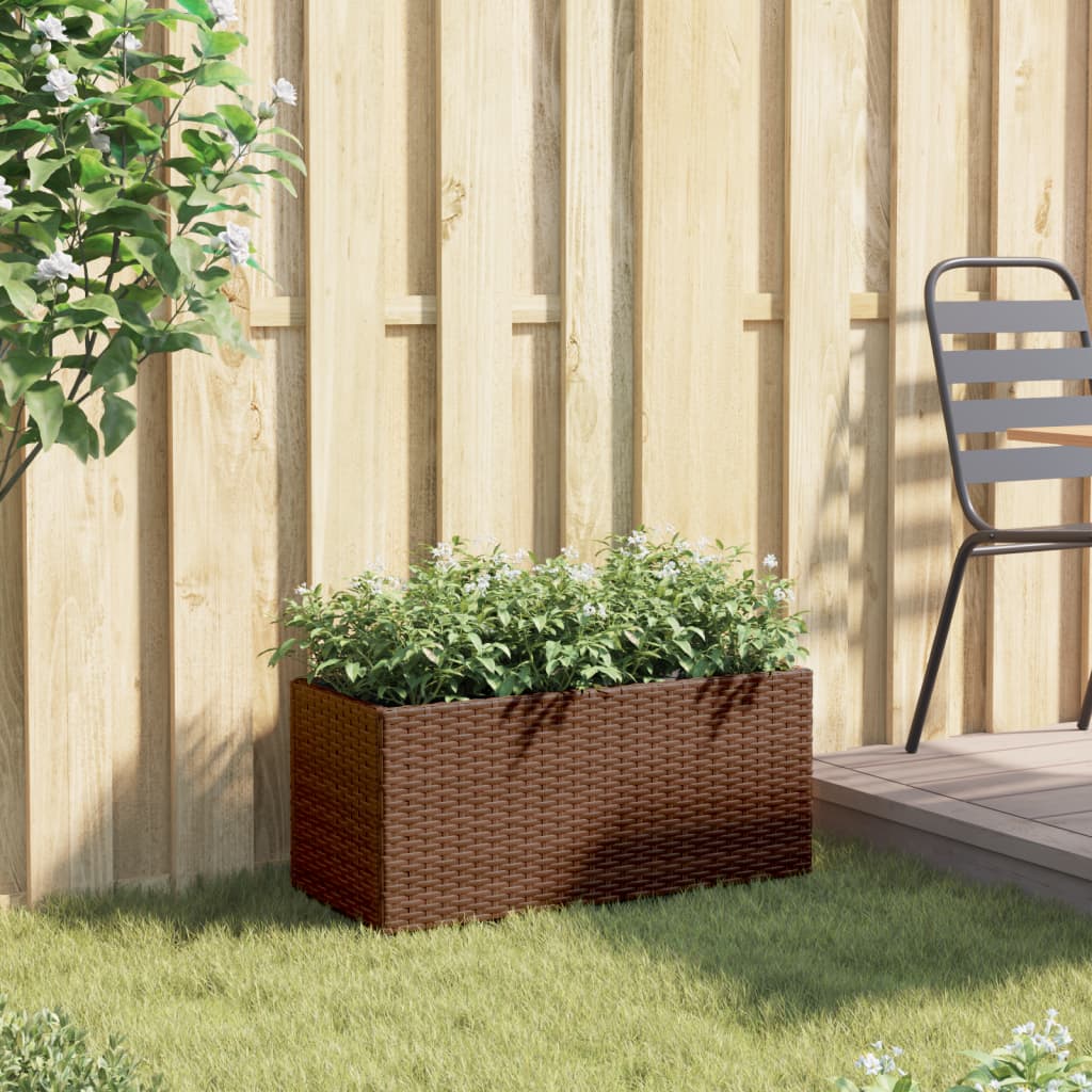 vidaXL Pflanzkübel 2 Töpfe Braun 72x30x32 cm Poly-Rattan