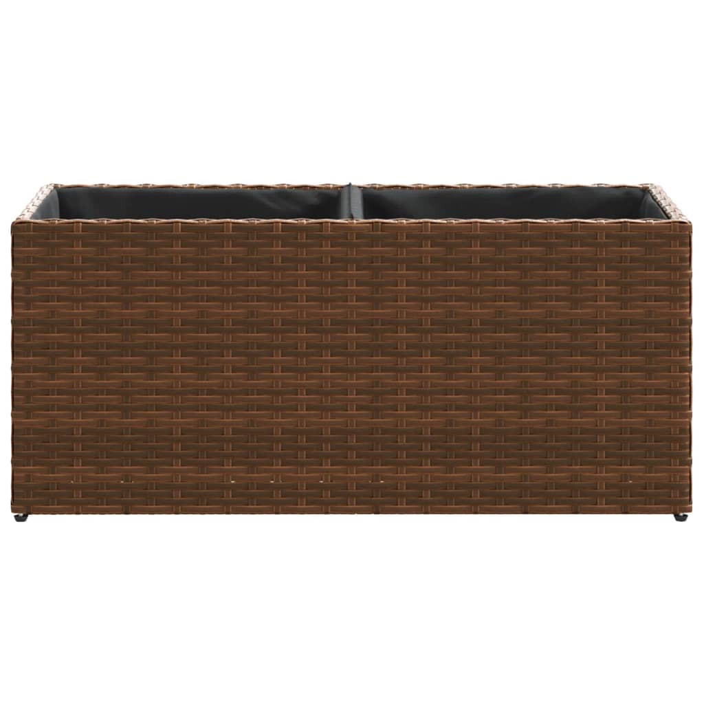 vidaXL Pflanzkübel 2 Töpfe Braun 72x30x32 cm Poly-Rattan