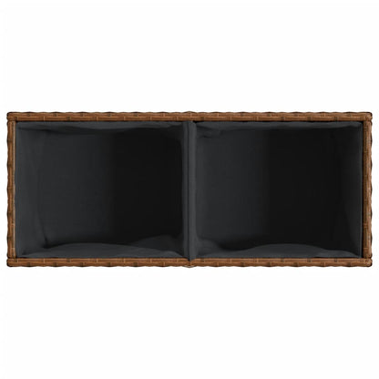 vidaXL Pflanzkübel 2 Töpfe Braun 72x30x32 cm Poly-Rattan