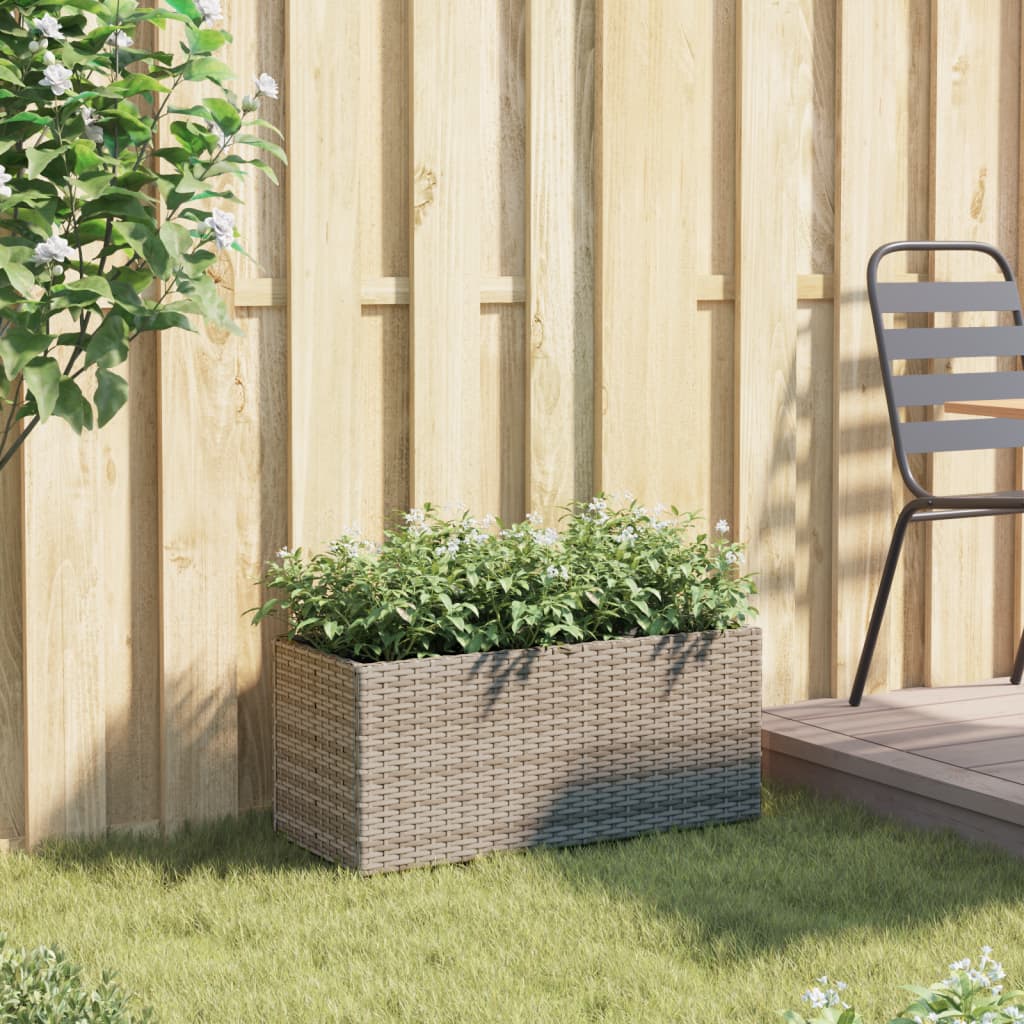 vidaXL Hochbeet mit 2 Fächern Grau 72x30x32 cm Poly Rattan