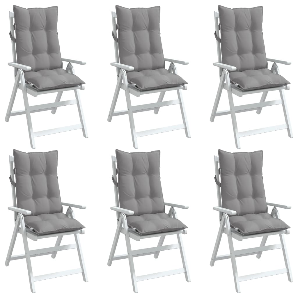 vidaXL Coussins pour chaises à dossier haut 6 pcs Gris Tissu Oxford