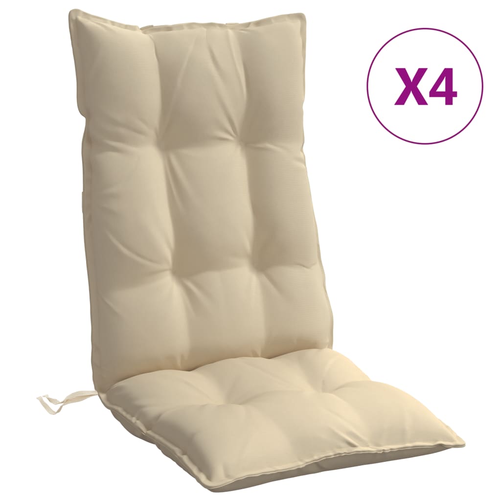 vidaXL Hochlehner-Auflagen 4 Stk. Beige Oxford-Gewebe