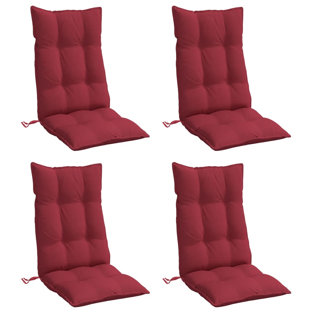 vidaXL Coussins de dossier haut 4 pcs. Rouge bordeaux Tissu Oxford