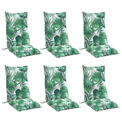 vidaXL Coussins pour chaises à dossier haut 6 pcs Motif feuilles Tissu Oxford