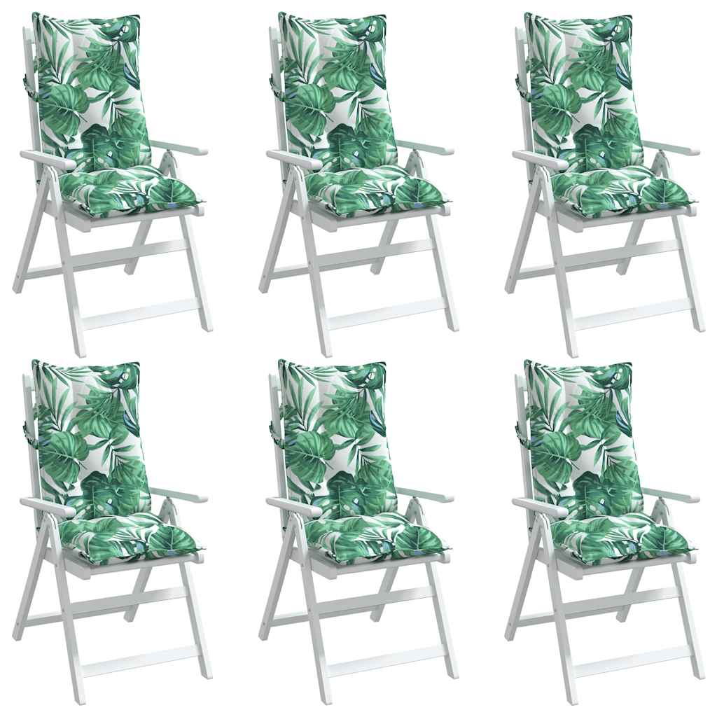 vidaXL Coussins pour chaises à dossier haut 6 pcs Motif feuilles Tissu Oxford