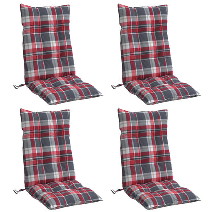 vidaXL Coussins de dossier haut 4 pcs Tissu Oxford à carreaux rouges
