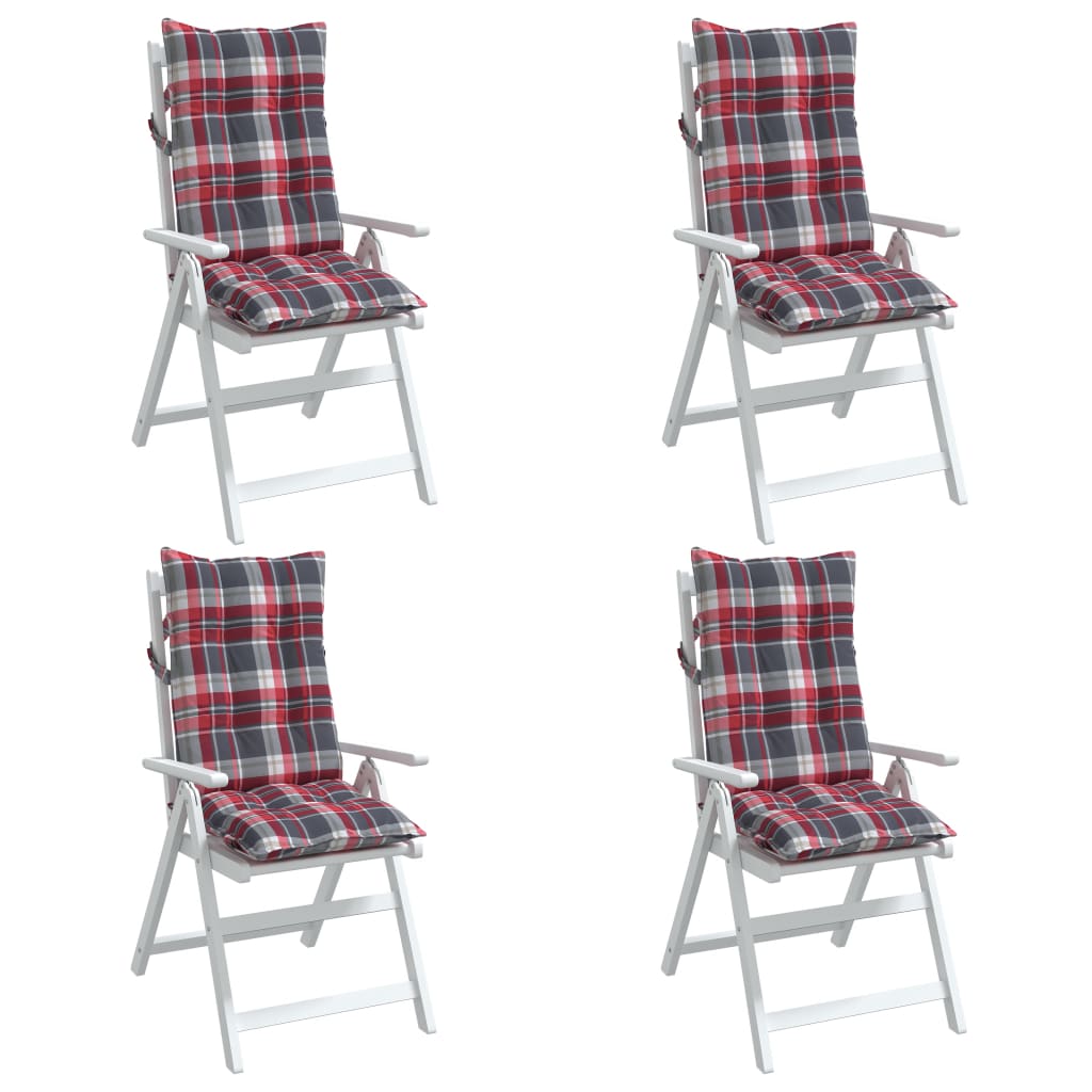 vidaXL Coussins de dossier haut 4 pcs Tissu Oxford à carreaux rouges