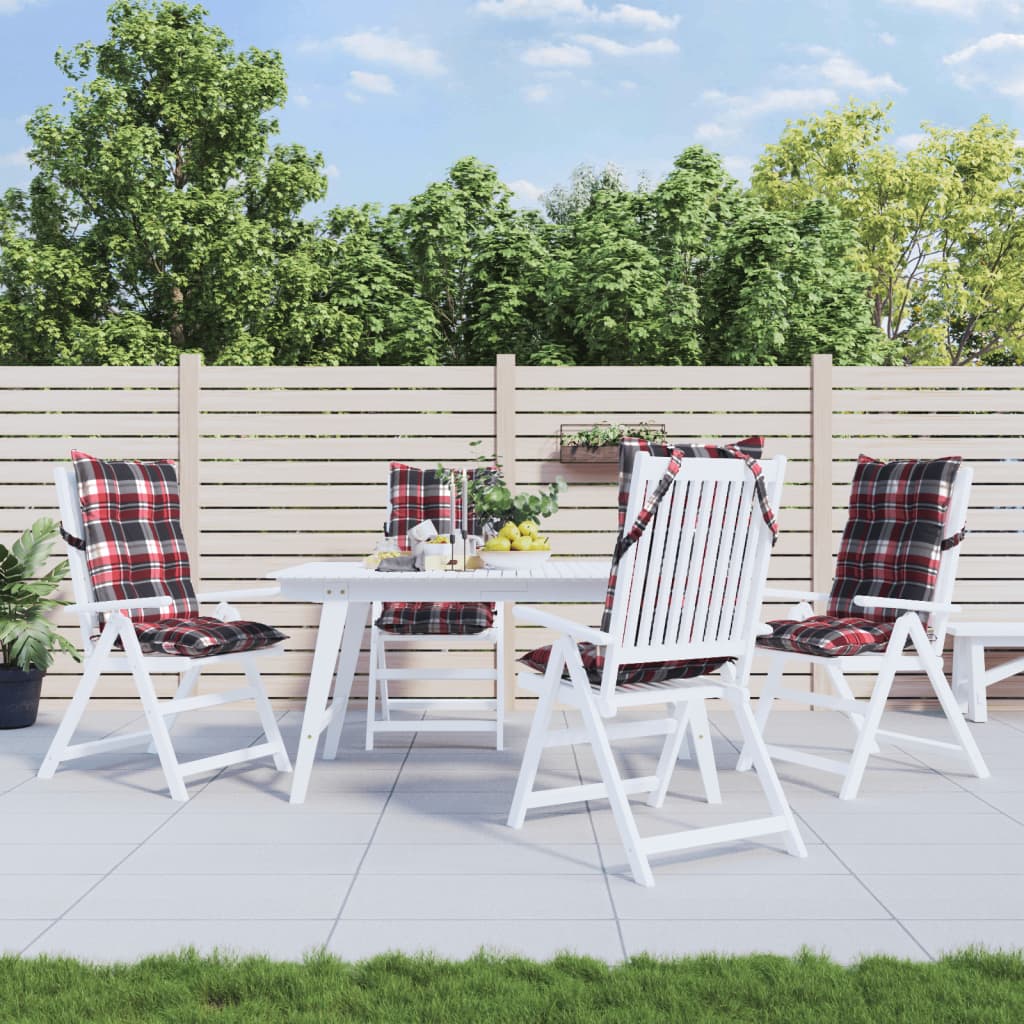 vidaXL Coussins de dossier haut 4 pcs Tissu Oxford à carreaux rouges