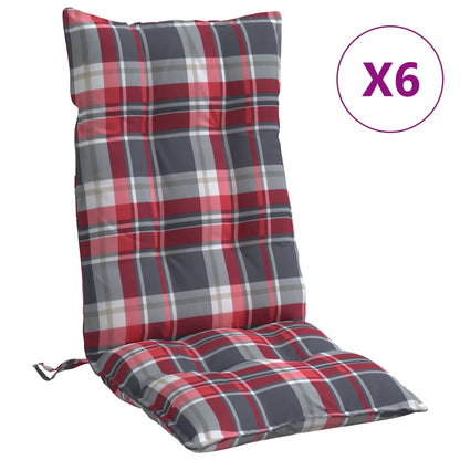 vidaXL Coussins de dossier haut 6 pcs Motif à carreaux rouges Tissu Oxford