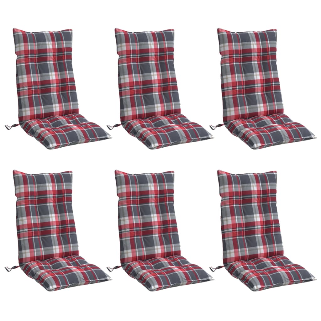vidaXL Coussins de dossier haut 6 pcs Motif à carreaux rouges Tissu Oxford