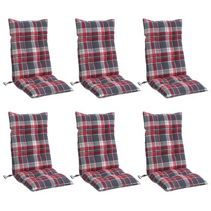 vidaXL Coussins de dossier haut 6 pcs Motif à carreaux rouges Tissu Oxford