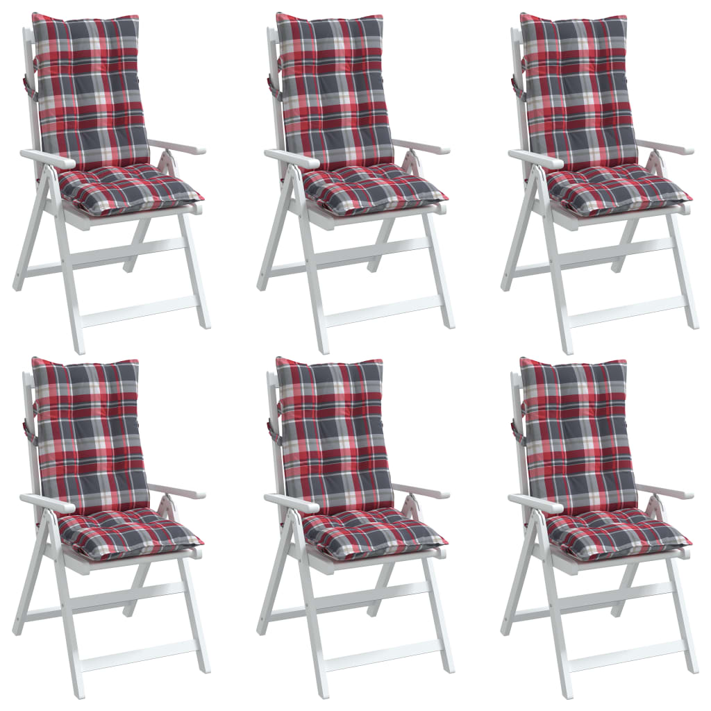vidaXL Coussins de dossier haut 6 pcs Motif à carreaux rouges Tissu Oxford