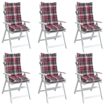 vidaXL Coussins de dossier haut 6 pcs Motif à carreaux rouges Tissu Oxford