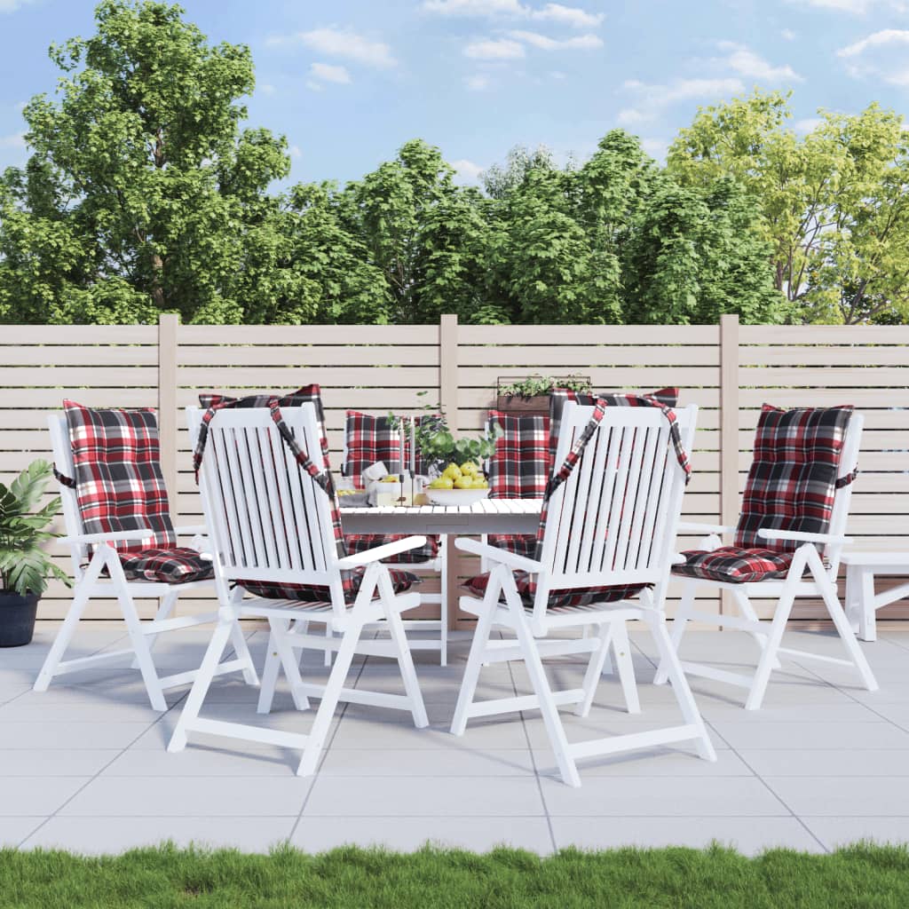 vidaXL Coussins de dossier haut 6 pcs Motif à carreaux rouges Tissu Oxford