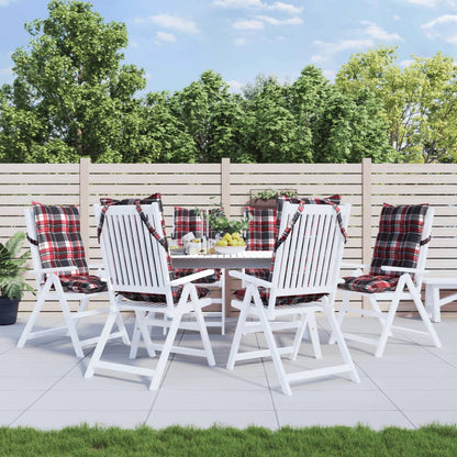vidaXL Coussins de dossier haut 6 pcs Motif à carreaux rouges Tissu Oxford