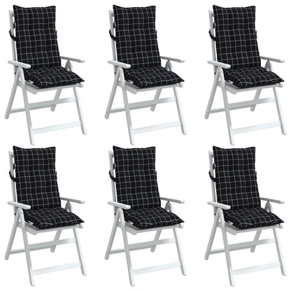 vidaXL Coussins de dossier haut 6 pcs Noir à carreaux Tissu
