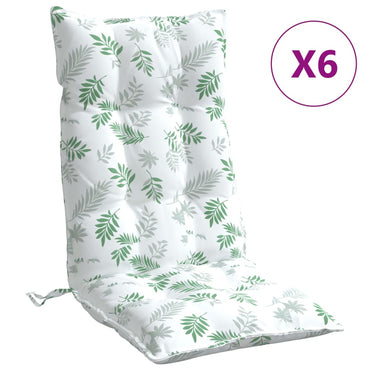 vidaXL Coussins pour chaises à dossier haut 6 pcs Motif feuilles Tissu Oxford