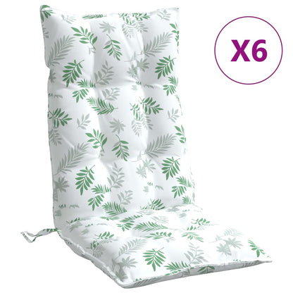 vidaXL Coussins pour chaises à dossier haut 6 pcs Motif feuilles Tissu Oxford
