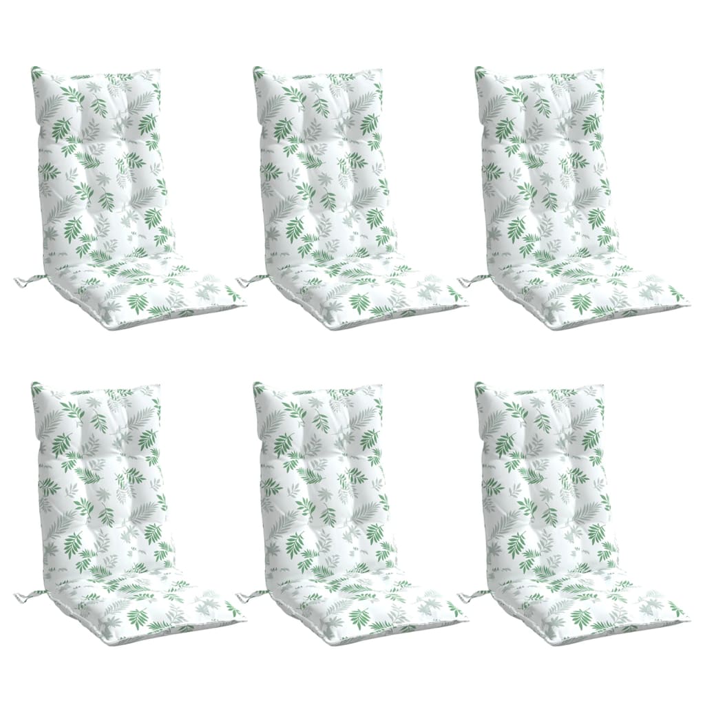 vidaXL Coussins pour chaises à dossier haut 6 pcs Motif feuilles Tissu Oxford