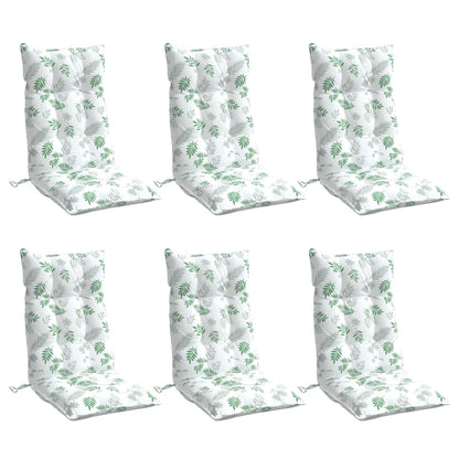 vidaXL Coussins pour chaises à dossier haut 6 pcs Motif feuilles Tissu Oxford
