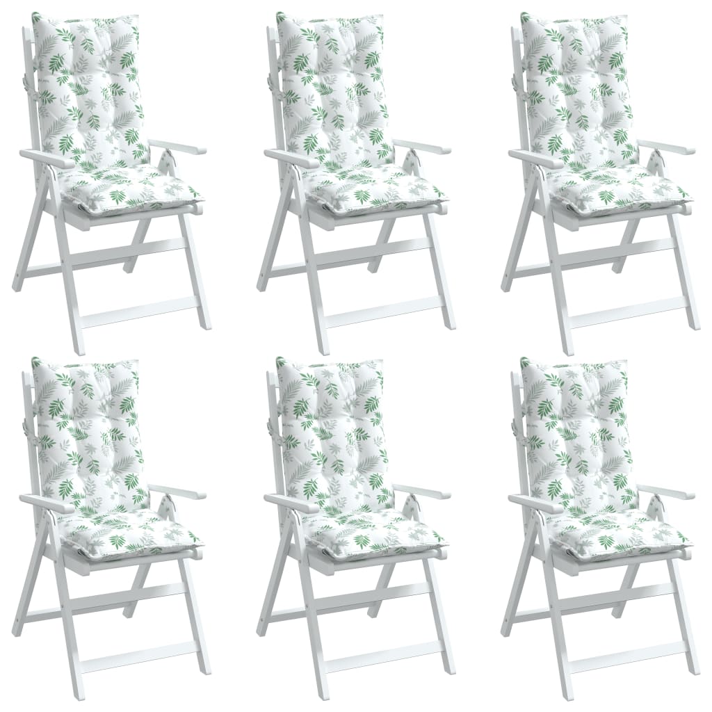 vidaXL Coussins pour chaises à dossier haut 6 pcs Motif feuilles Tissu Oxford