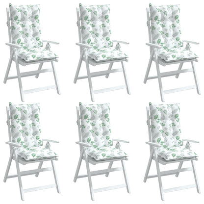 vidaXL Coussins pour chaises à dossier haut 6 pcs Motif feuilles Tissu Oxford