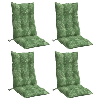 Hochlehner-Auflagen 4 Stk. Blattmuster Oxford-Gewebe