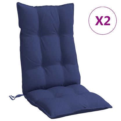 vidaXL Coussins de dossier haut 2 pcs Bleu marine Tissu Oxford