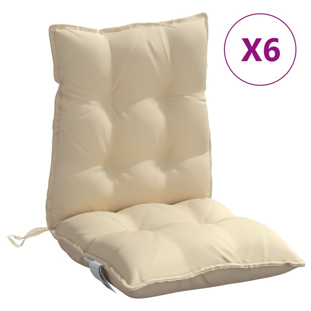 vidaXL Coussins de chaise longue dossier bas 6 pcs Tissu Oxford beige