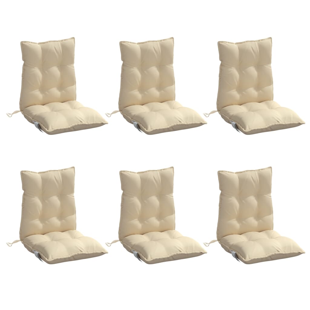 vidaXL Coussins de chaise longue dossier bas 6 pcs Tissu Oxford beige