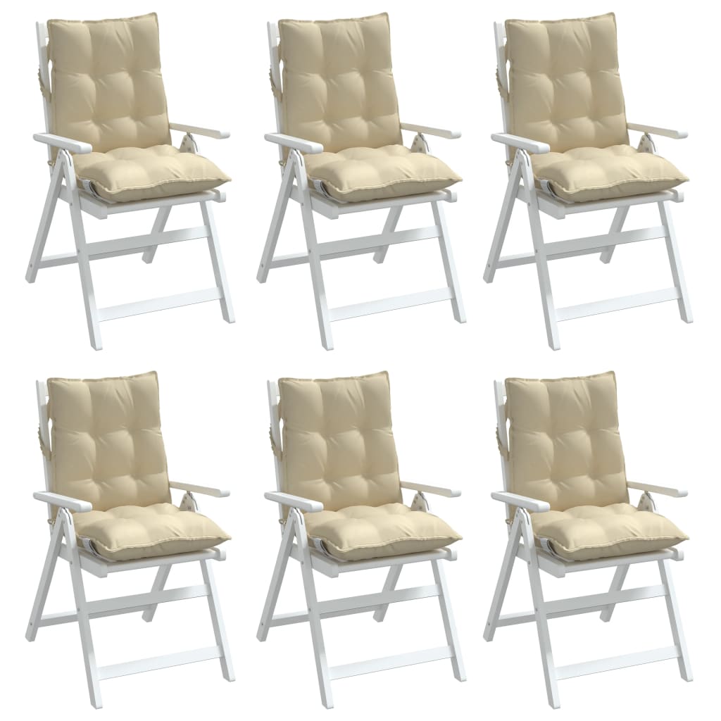vidaXL Coussins de chaise longue dossier bas 6 pcs Tissu Oxford beige