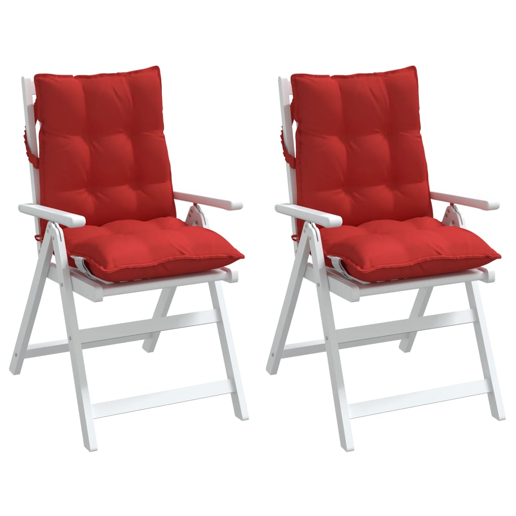 vidaXL Coussins pour chaises à dossier bas 2 pcs Rouge Tissu Oxford