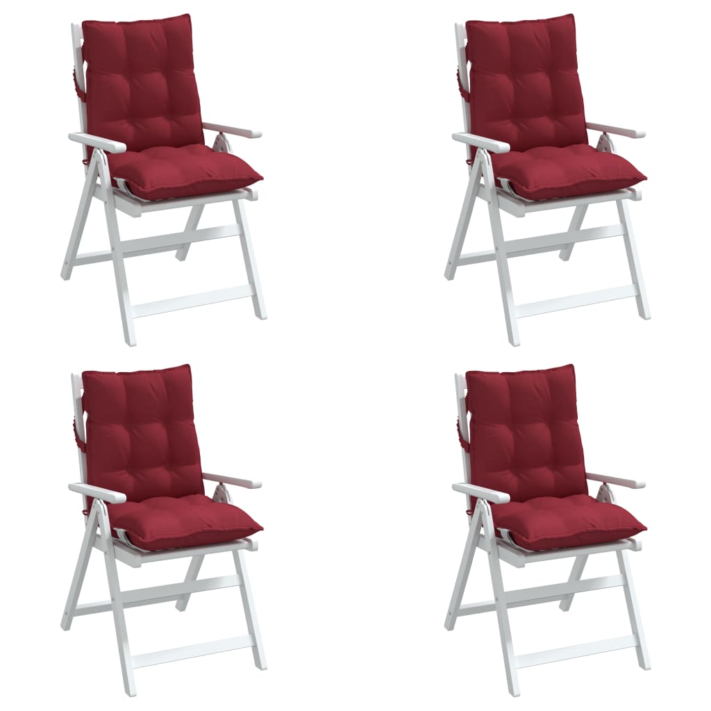 vidaXL Coussins de dossier bas 4 pcs Rouge vin Tissu Oxford