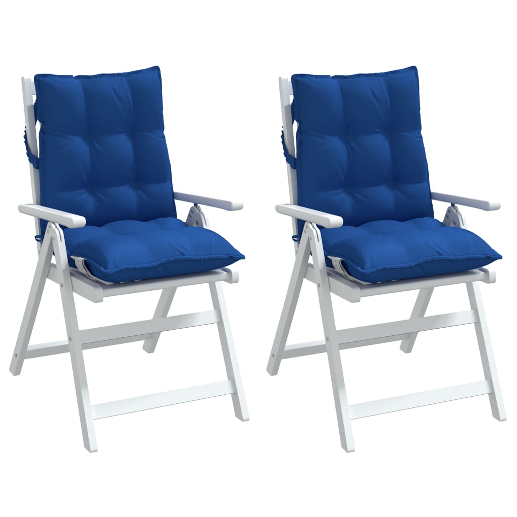 vidaXL Coussins de dossier bas 2 pcs Bleu roi Tissu Oxford