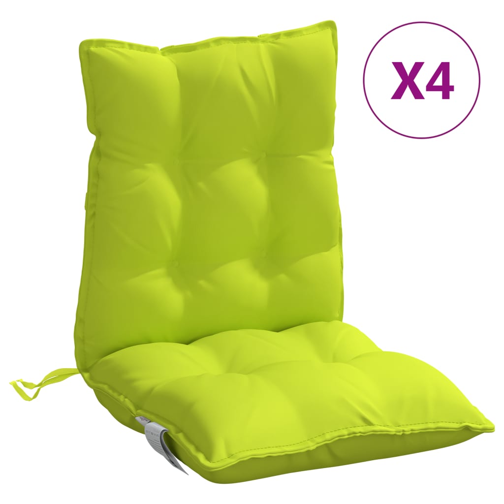vidaXL Coussins pour chaises basses 4 pcs Vert vif Tissu Oxford