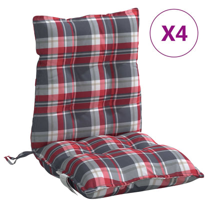 vidaXL Coussins de dossier bas 4 pcs Rouge à carreaux Tissu Oxford