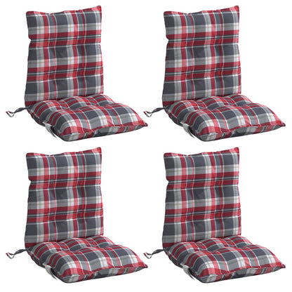 vidaXL Coussins de dossier bas 4 pcs Rouge à carreaux Tissu Oxford