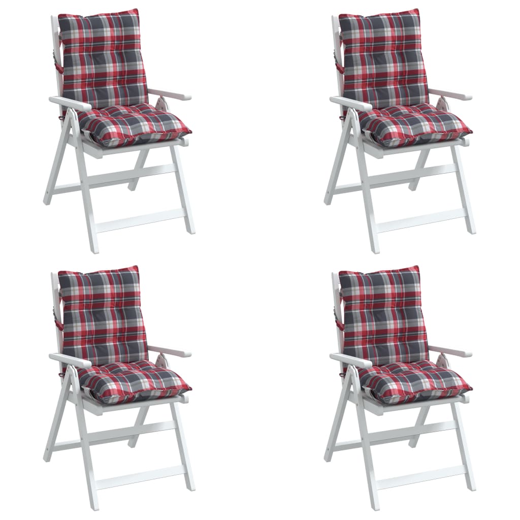 vidaXL Coussins de dossier bas 4 pcs Rouge à carreaux Tissu Oxford