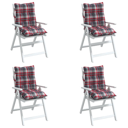 vidaXL Coussins de dossier bas 4 pcs Rouge à carreaux Tissu Oxford