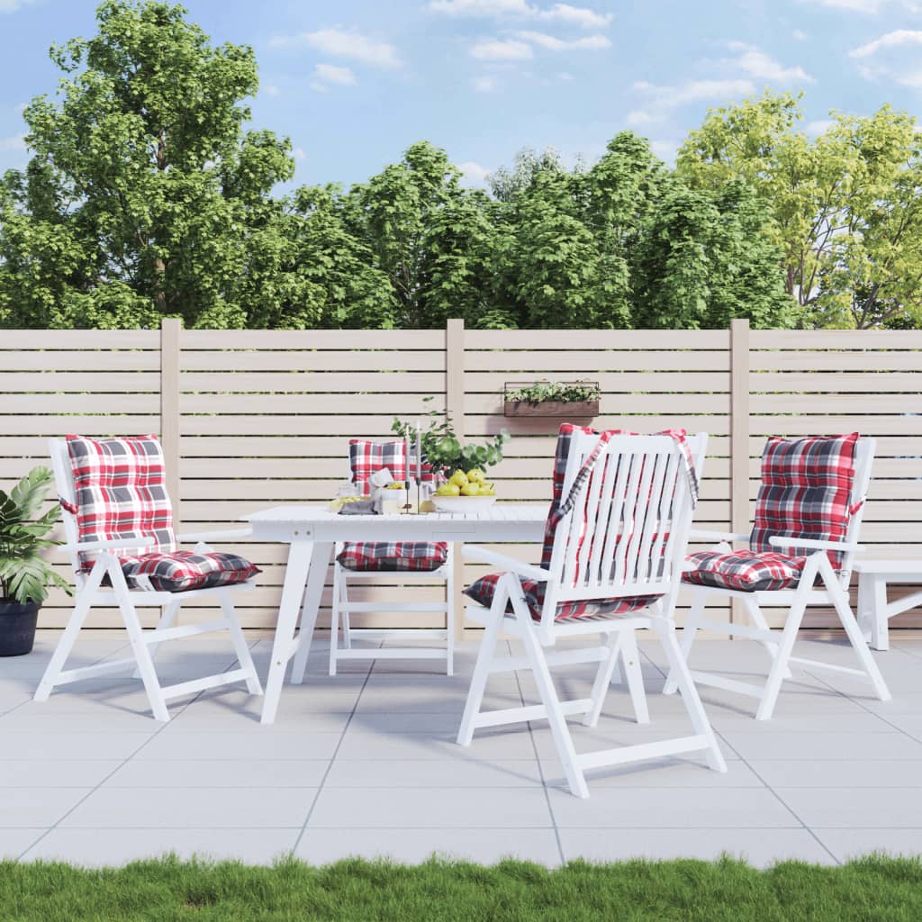 vidaXL Coussins de dossier bas 4 pcs Rouge à carreaux Tissu Oxford