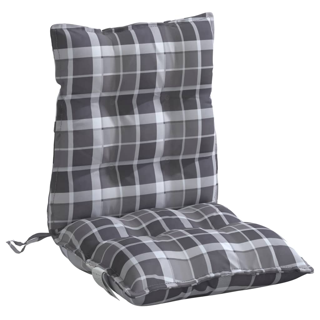 vidaXL Coussins pour chaises à dossier bas 6 pcs Gris motif à carreaux tissu Oxford