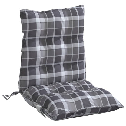 vidaXL Coussins pour chaises à dossier bas 6 pcs Gris motif à carreaux tissu Oxford