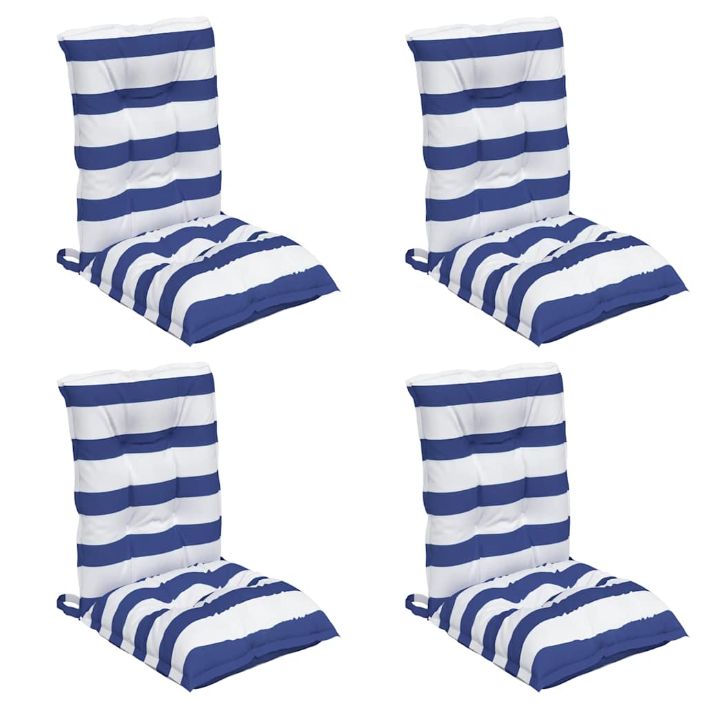 vidaXL Coussins pour chaises basses 4 pcs Bleu et blanc à rayures Tissu Oxford
