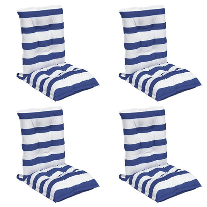 vidaXL Coussins pour chaises basses 4 pcs Bleu et blanc à rayures Tissu Oxford