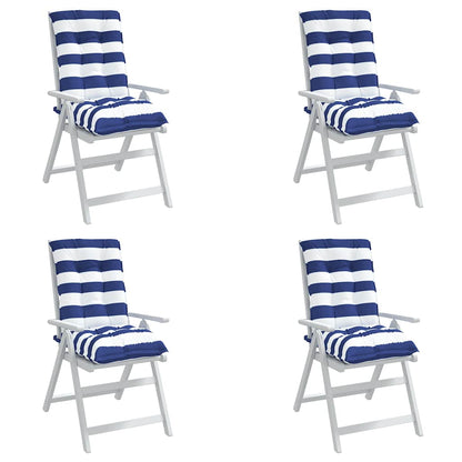 vidaXL Coussins pour chaises basses 4 pcs Bleu et blanc à rayures Tissu Oxford