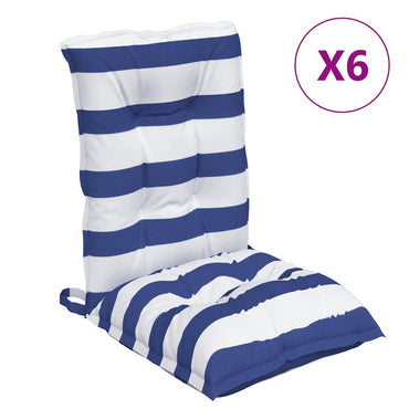 vidaXL Niedriglehner-Auflagen 6 Stk. Blau Weiß Gestreift Oxford-Gewebe