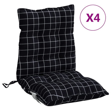 vidaXL Niedriglehner-Auflagen 4 Stk. Schwarz Karomuster Oxford-Gewebe