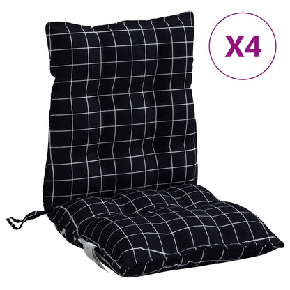 vidaXL Niedriglehner-Auflagen 4 Stk. Schwarz Karomuster Oxford-Gewebe